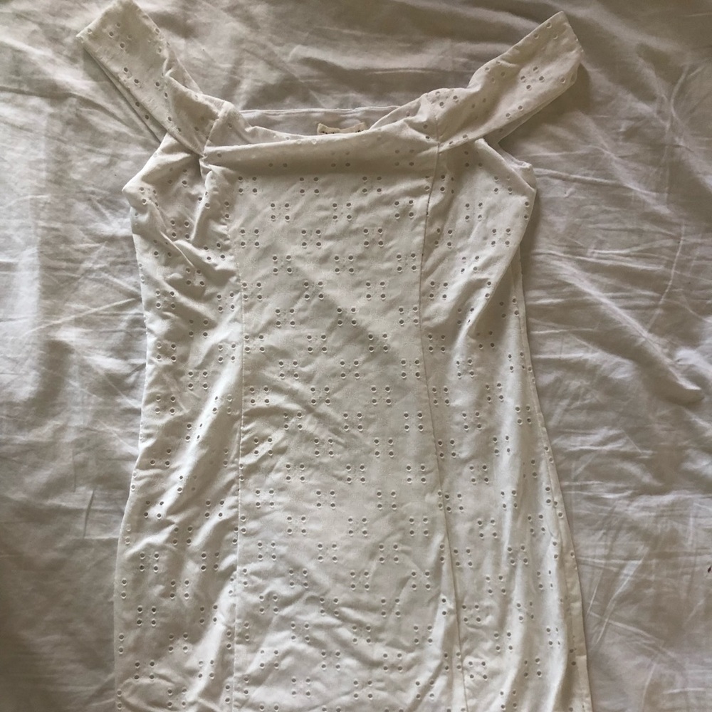 LA hearts off shoulder white dress